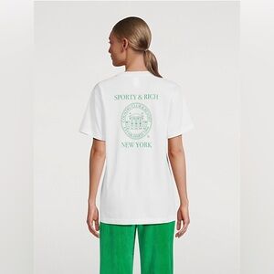 Sporty & Rich NY Resort T-Shirt in White Green